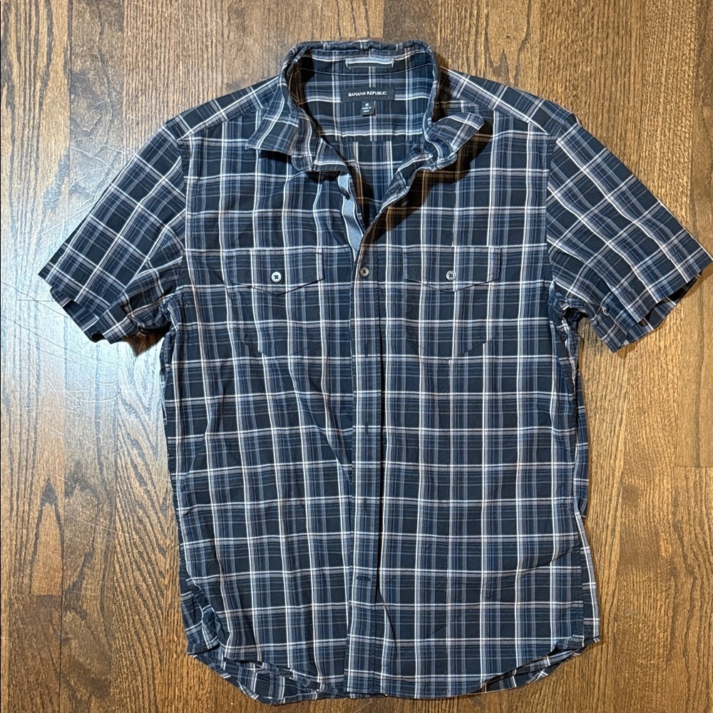 Banana Republic Black Plaid Casual Shirt